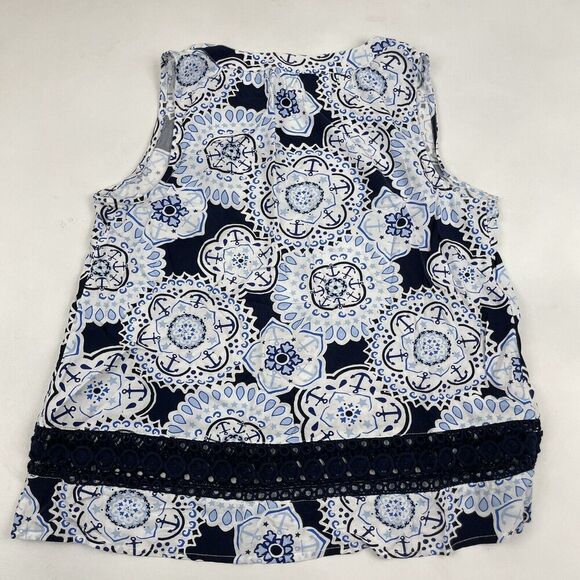 Crown & Ivy Nautical Anchor Tank V-Neck Sleeveless Blouse Size PM Petite M - Picture 7 of 7